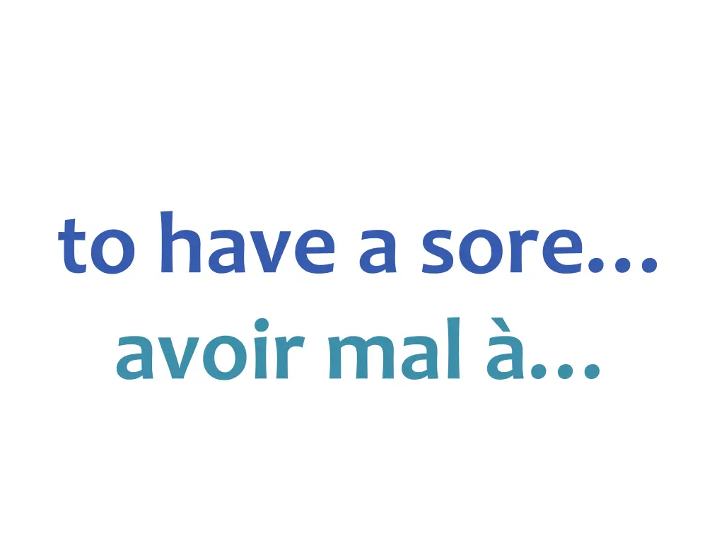 t o have a sore avoir mal