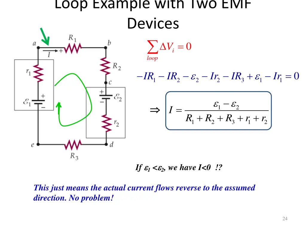 loop example with two emf devices