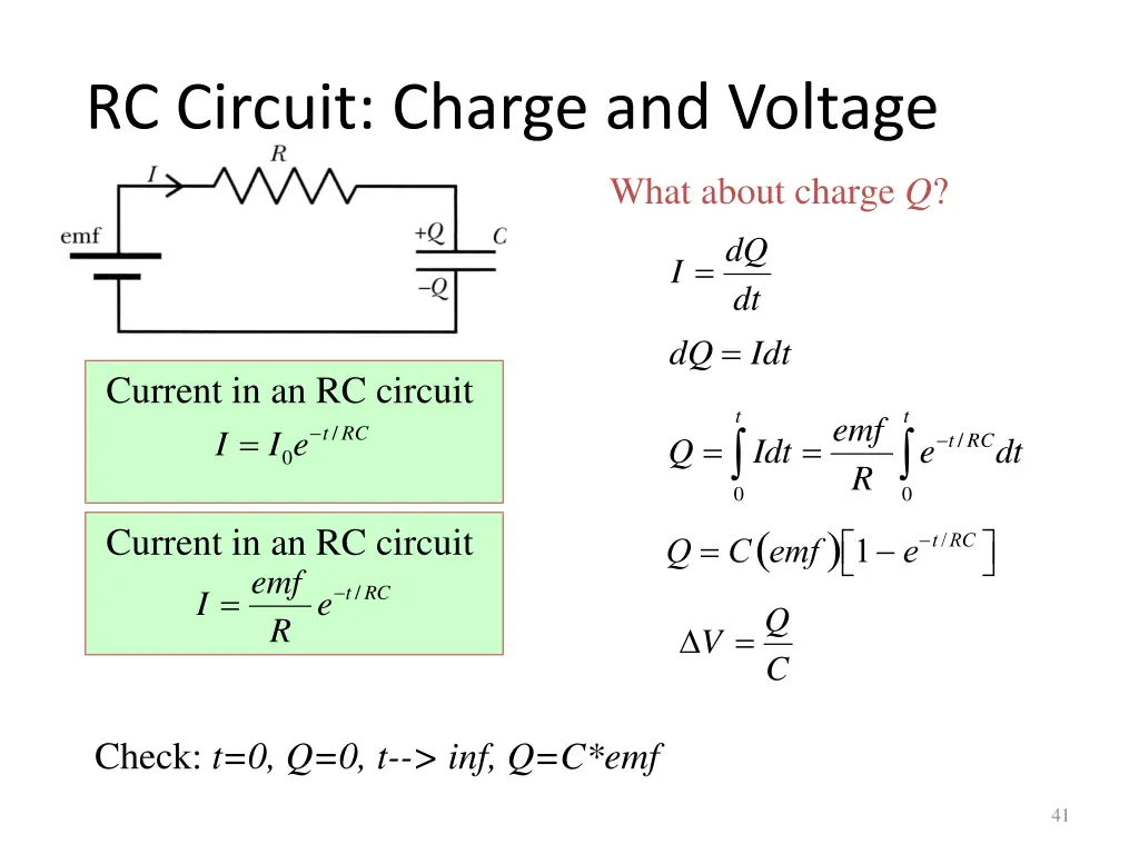 rc circuit charge and voltage