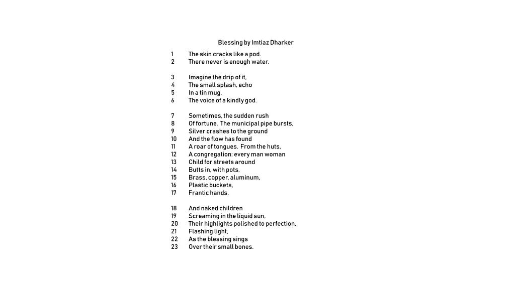 blessing by imtiaz dharker 1