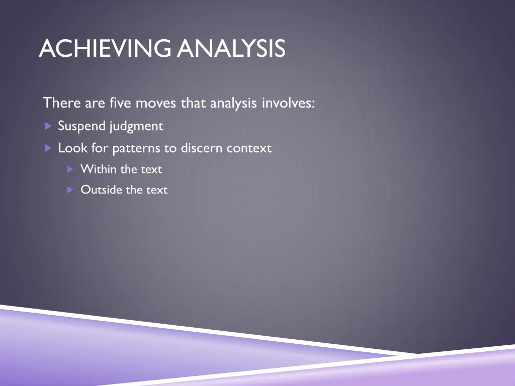 achieving analysis 1
