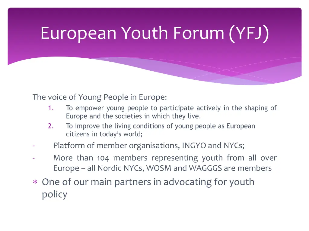 european youth forum yfj