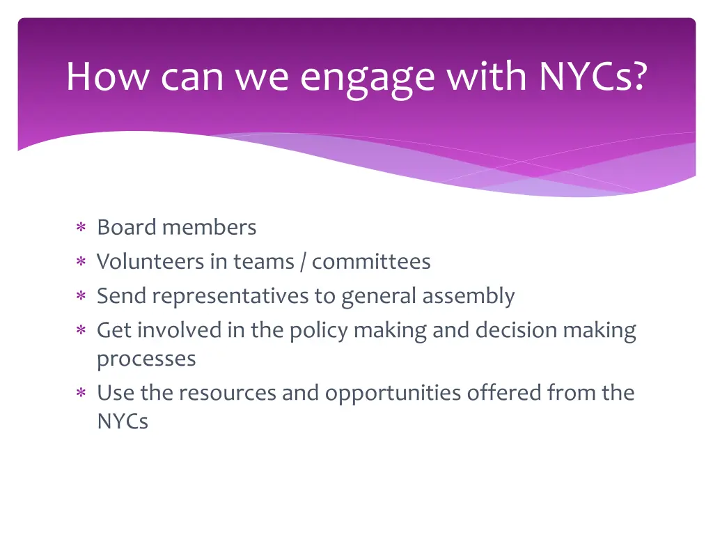 how can we engage with nycs
