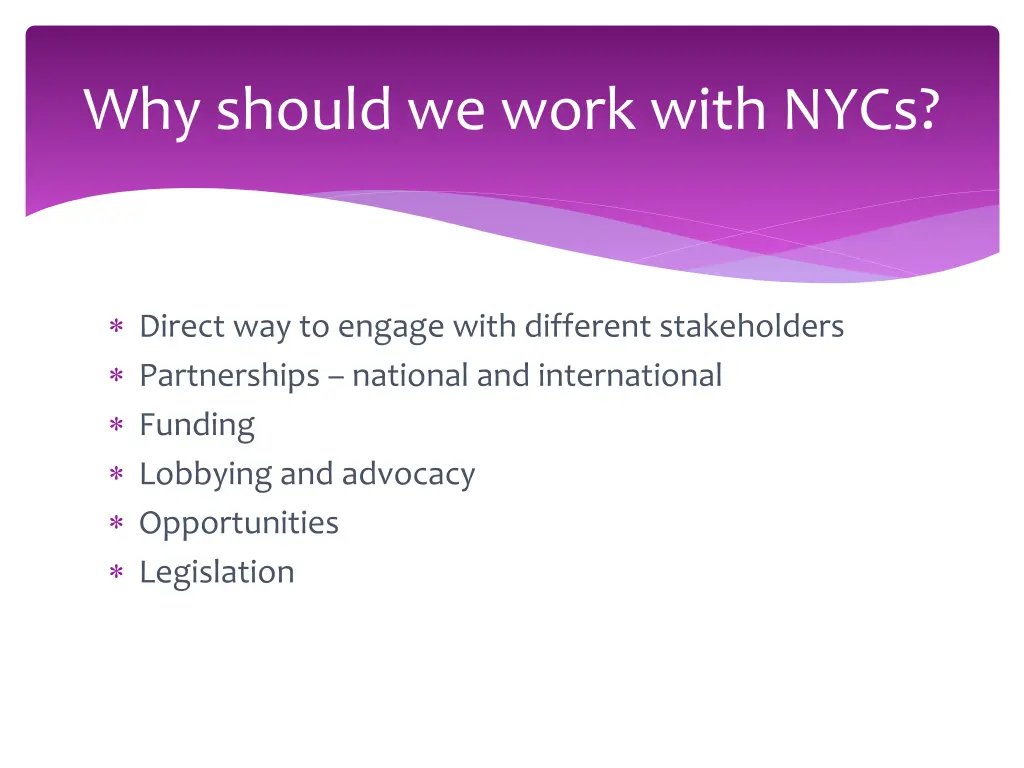 why should we work with nycs