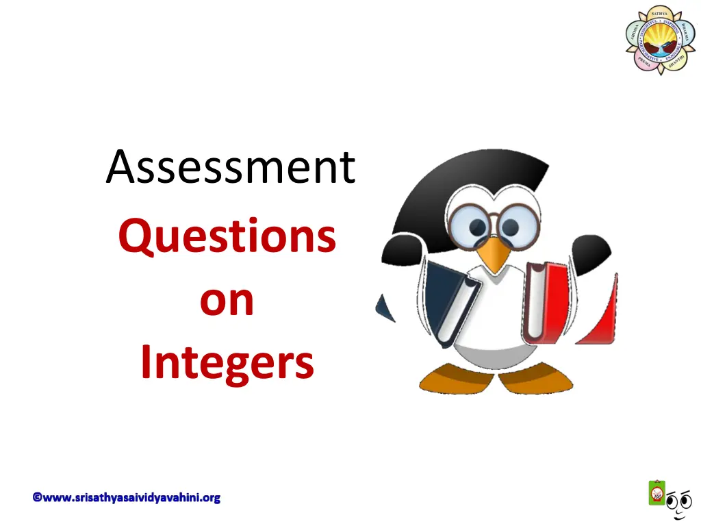 assessment questions on integers