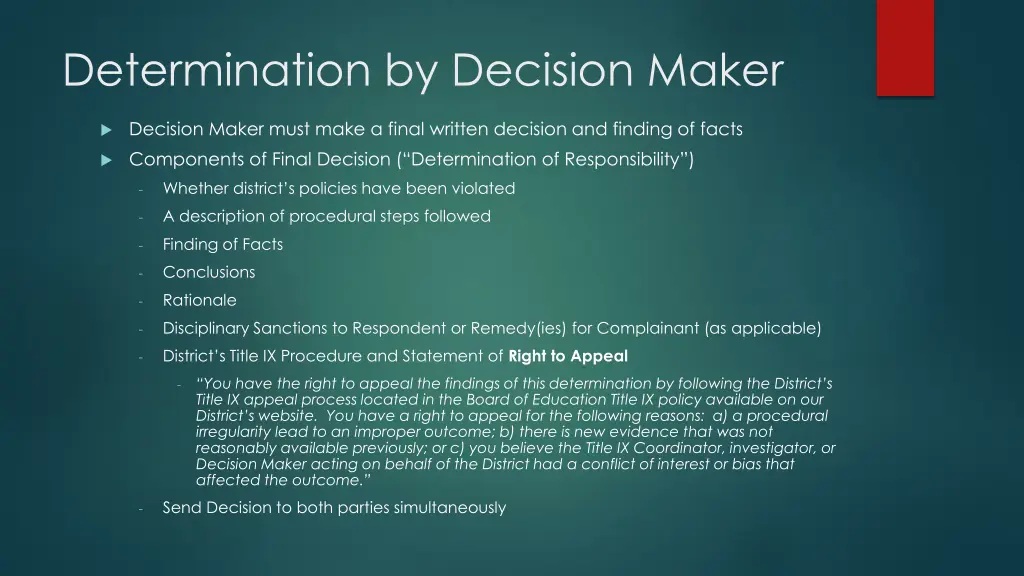 determination by decision maker