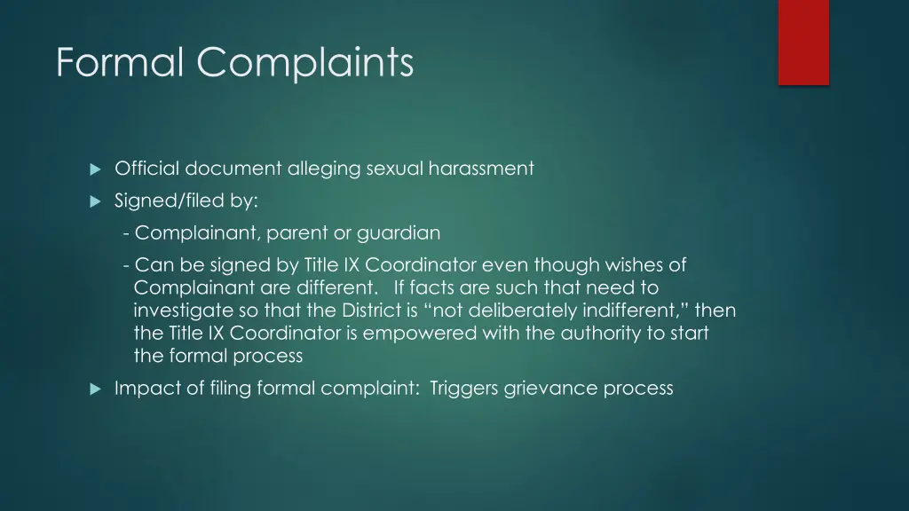 formal complaints