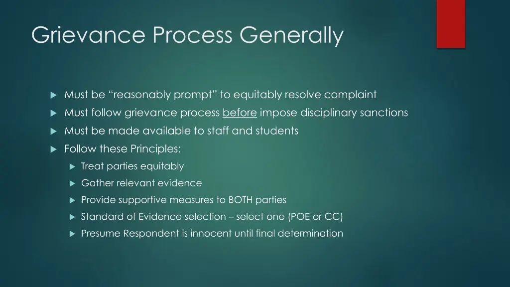 grievance process generally