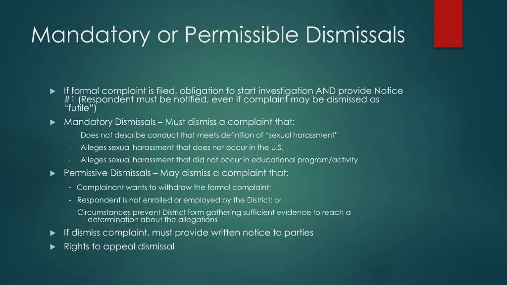 mandatory or permissible dismissals