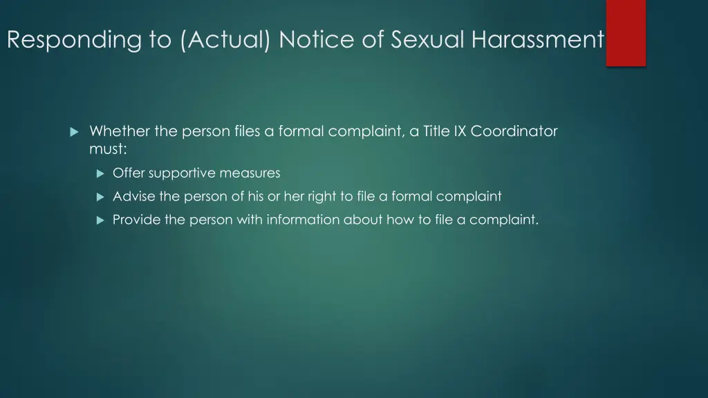 responding to actual notice of sexual harassment