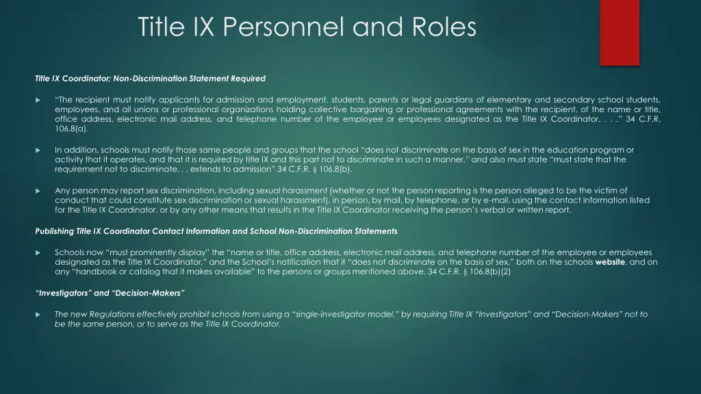 title ix personnel and roles