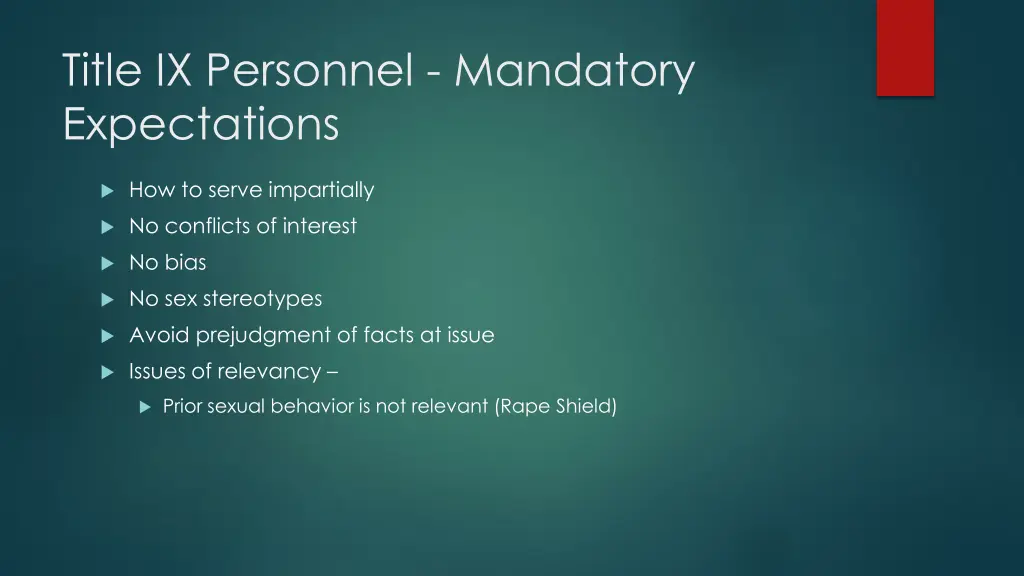 title ix personnel mandatory expectations