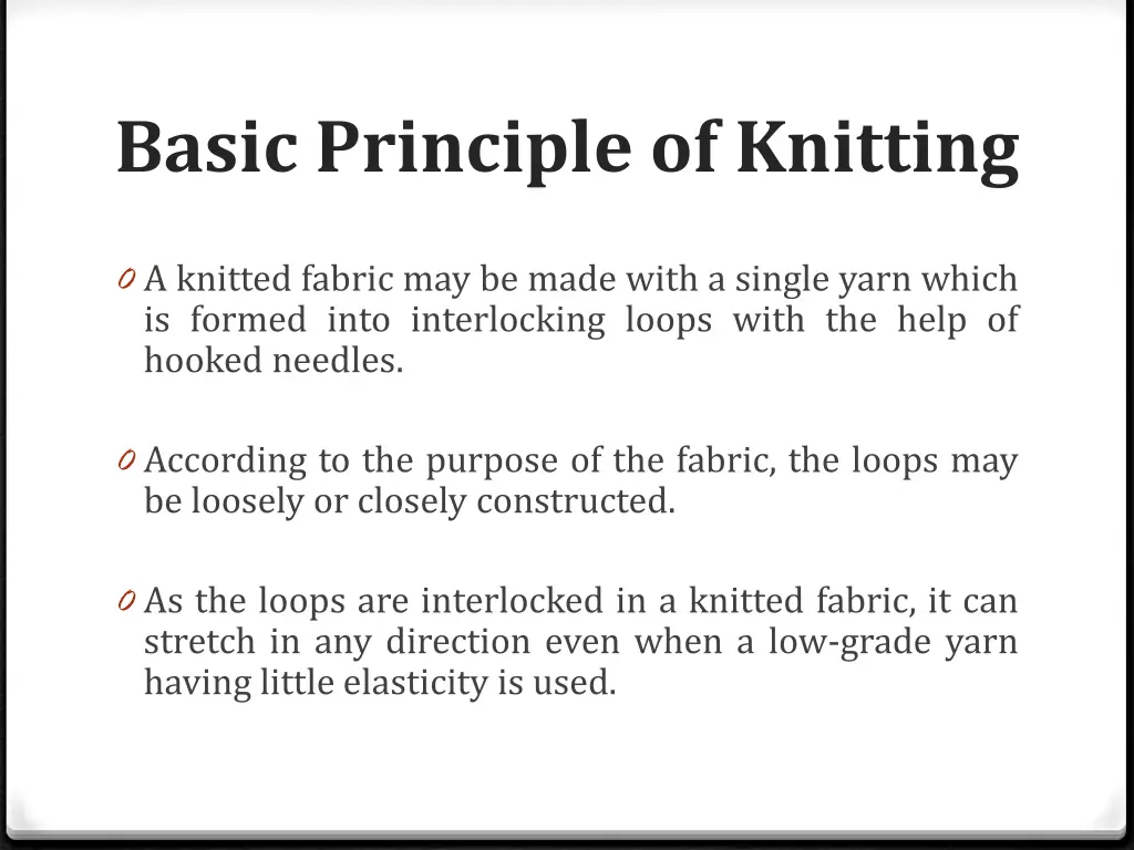 basic principle of knitting
