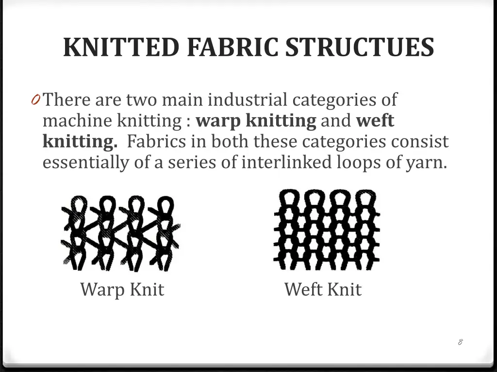 knitted fabric structues