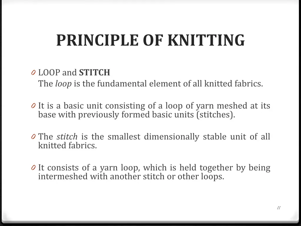 principle of knitting