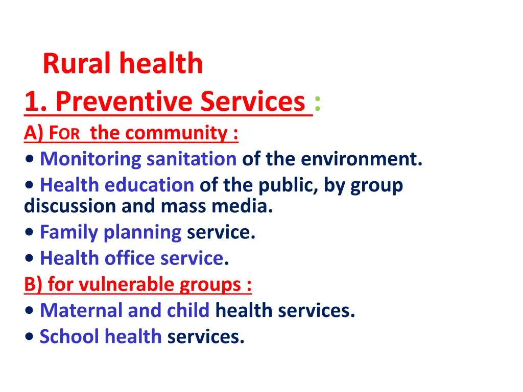 rural health 1 preventive services