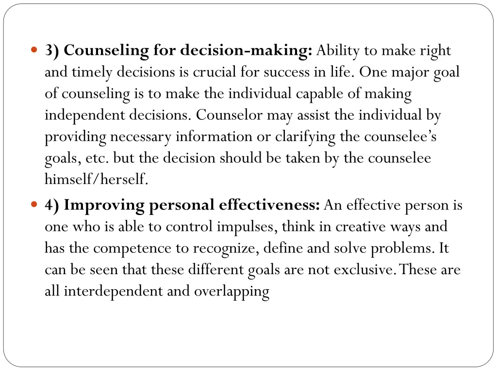 3 counseling for decision making ability to make