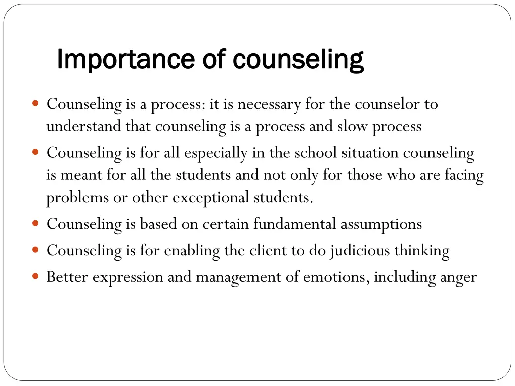 importance of counseling importance of counseling