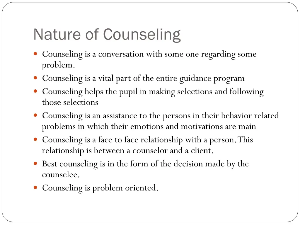 nature of counseling