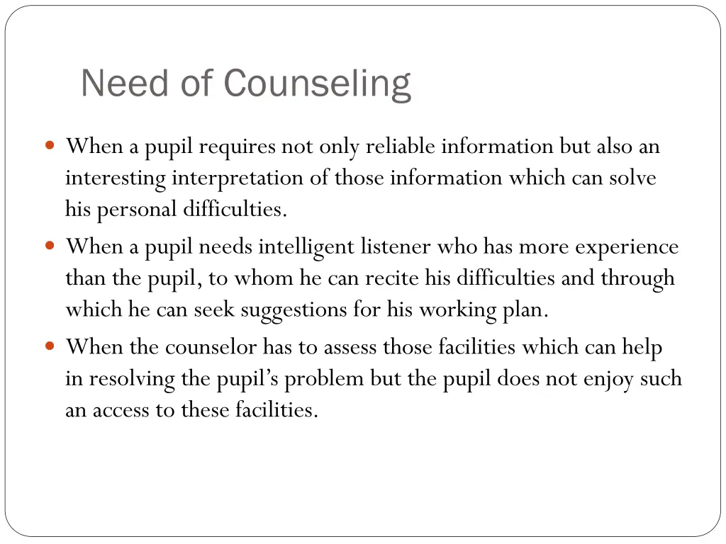 need of counseling