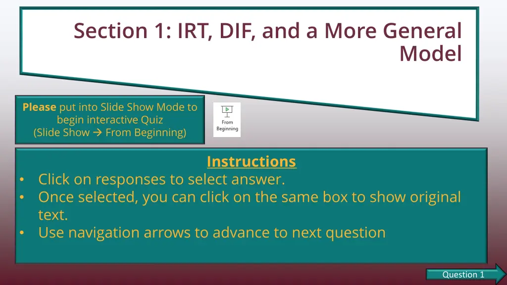 section 1 irt dif and a more general
