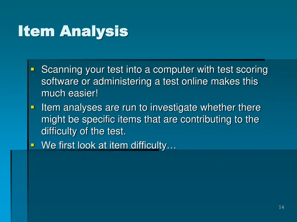 item analysis item analysis