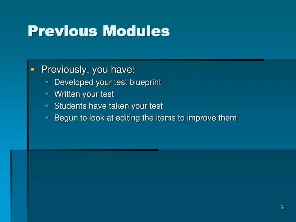 previous modules previous modules