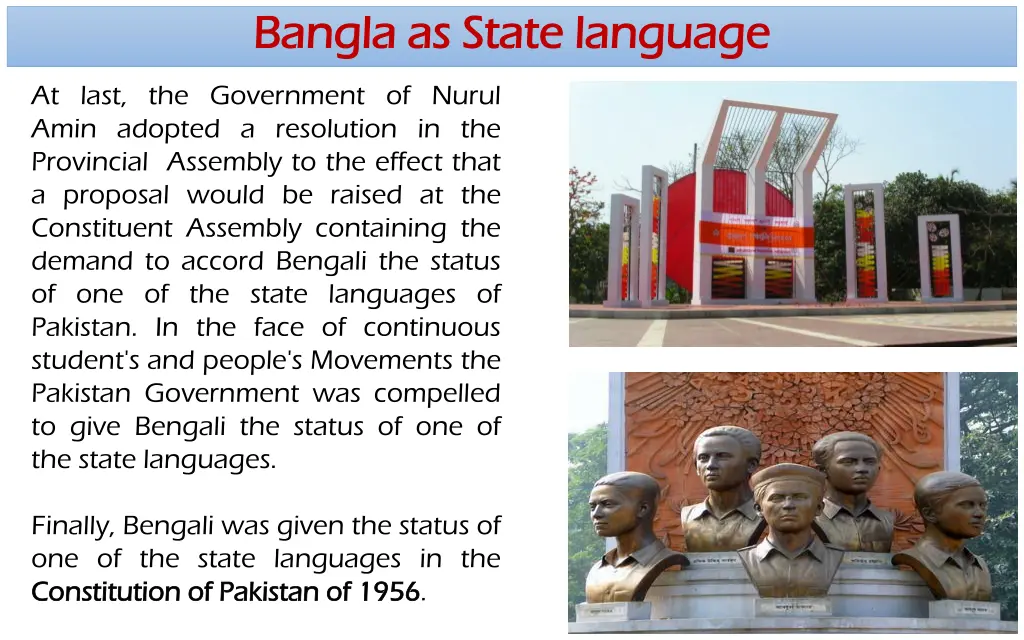 bangla bangla as state language as state language