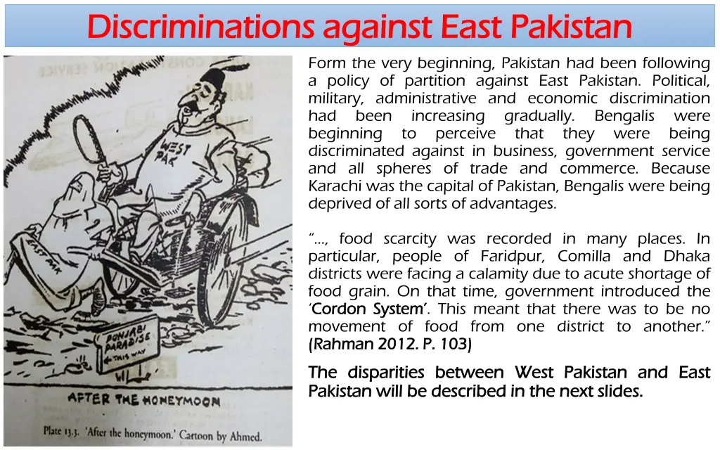discriminations against east pakistan