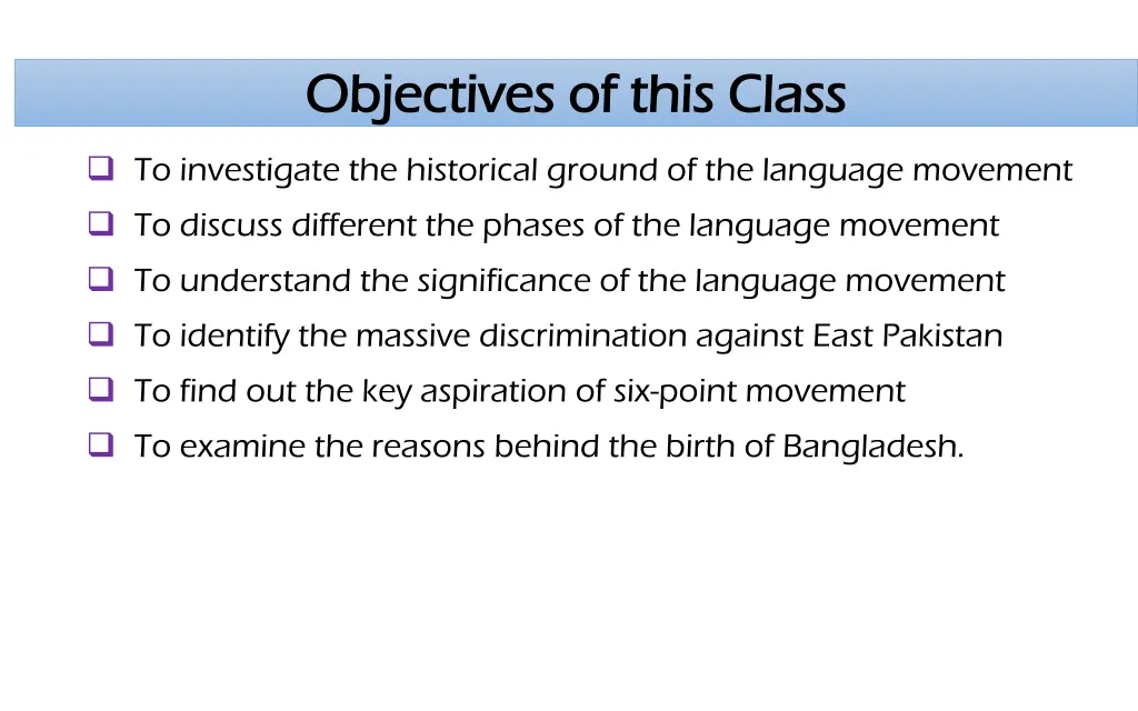 objectives of this class objectives of this class