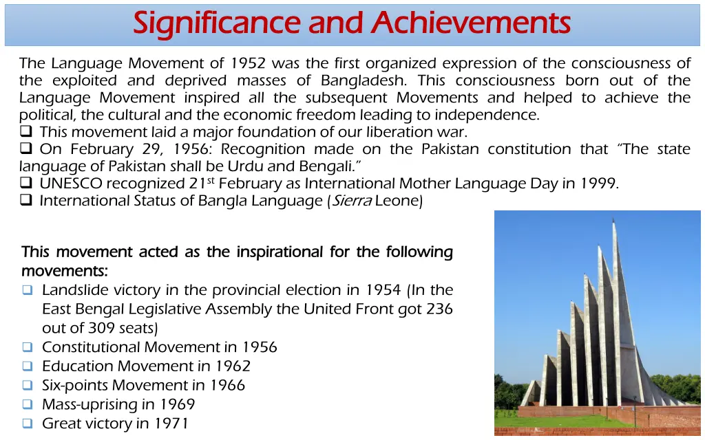 significance and achievements significance