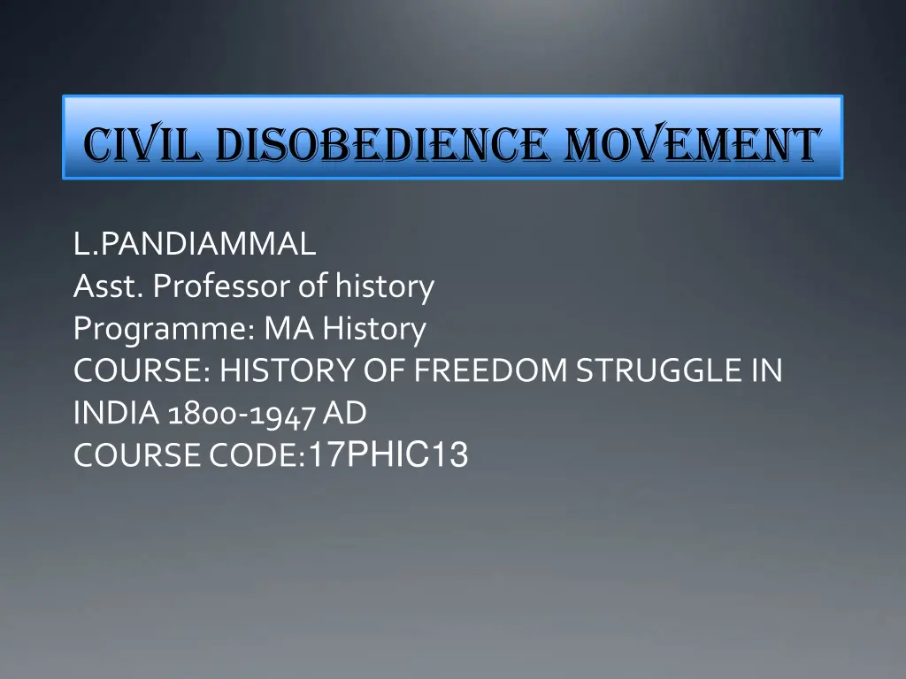 civil disobedience movement