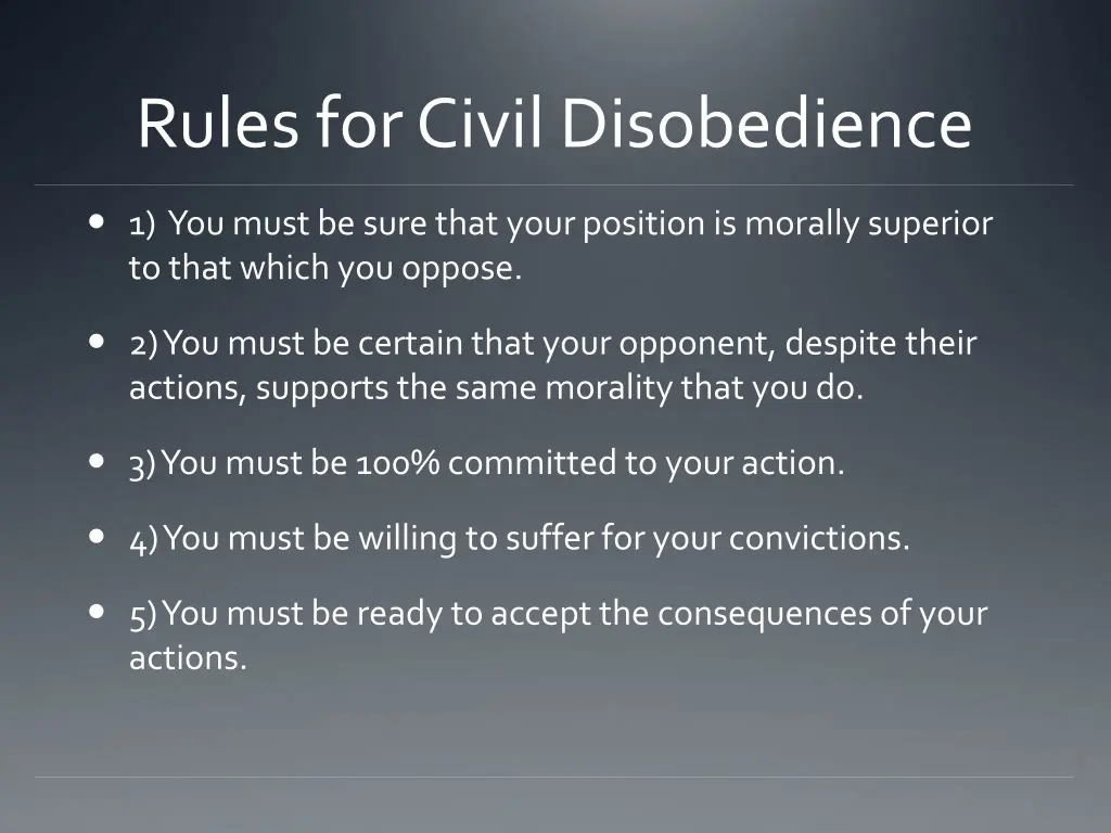 rules for civil disobedience