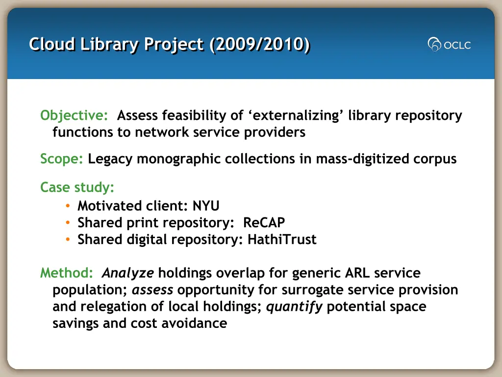 cloud library project 2009 2010