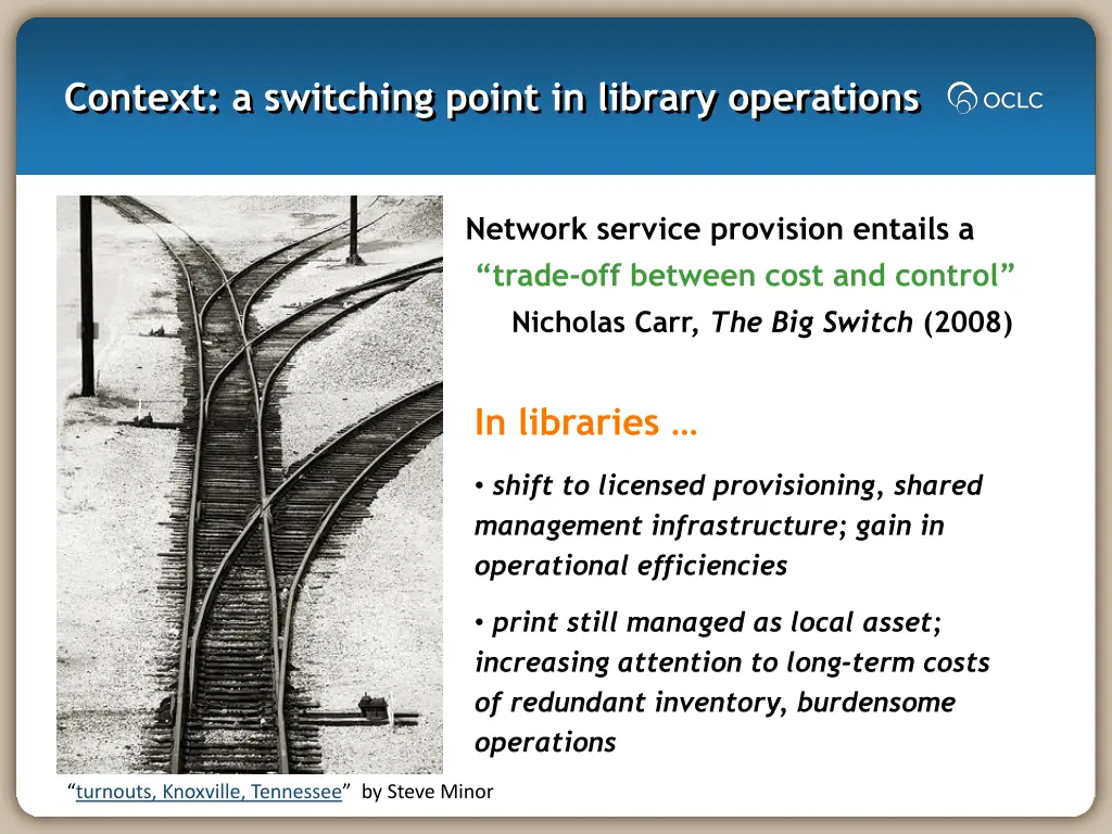 context a switching point in library operations