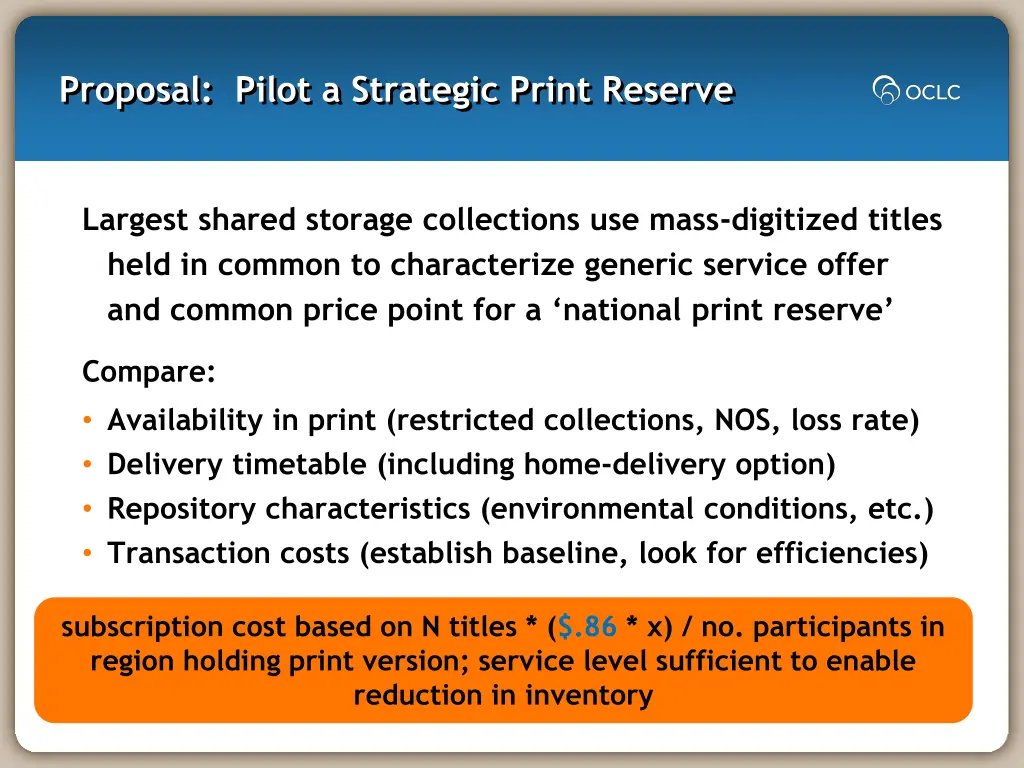 proposal pilot a strategic print reserve