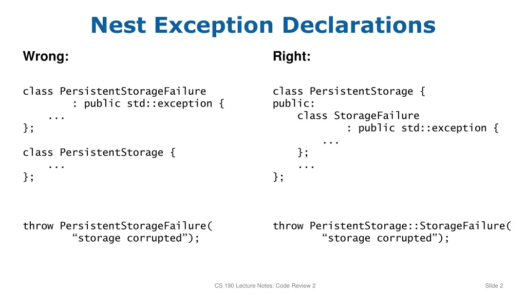nest exception declarations