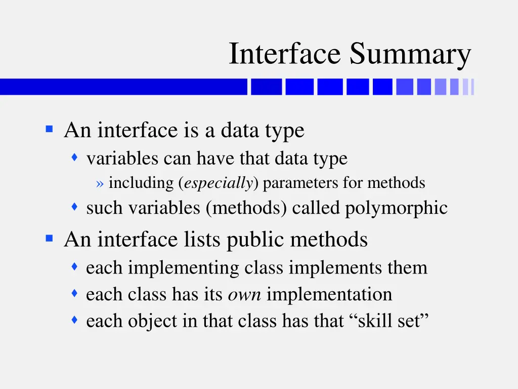 interface summary