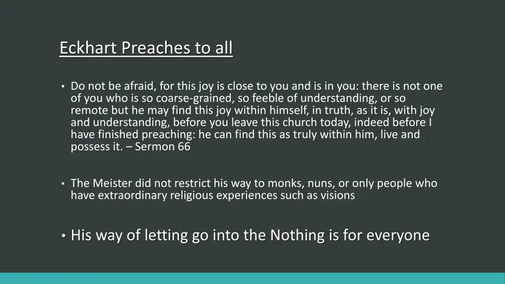 eckhart preaches to all