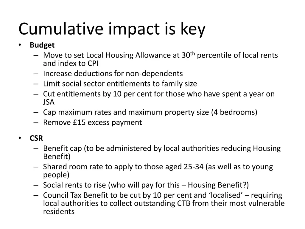 cumulative impact is key budget move to set local