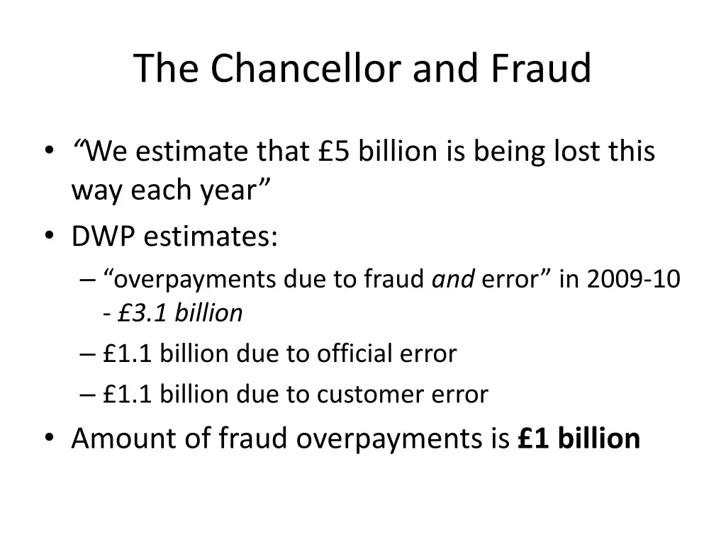 the chancellor and fraud