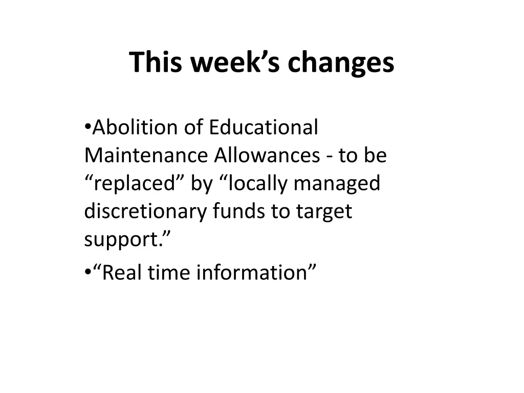this week s changes