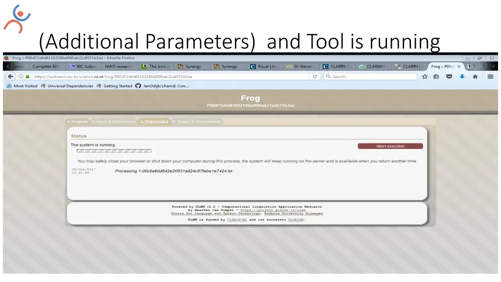 additional parameters and tool is running