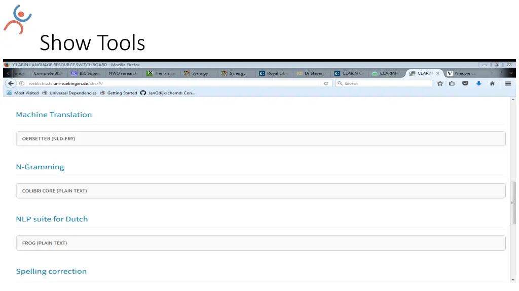 show tools