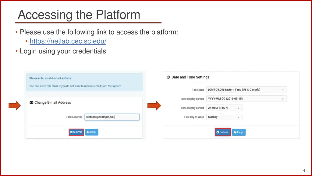 accessing the platform 1