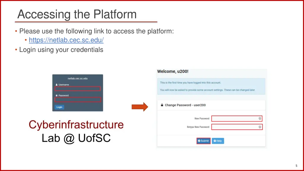 accessing the platform