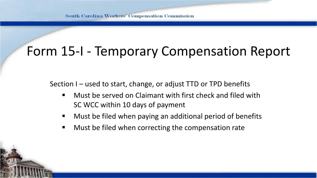 form 15 i temporary compensation report