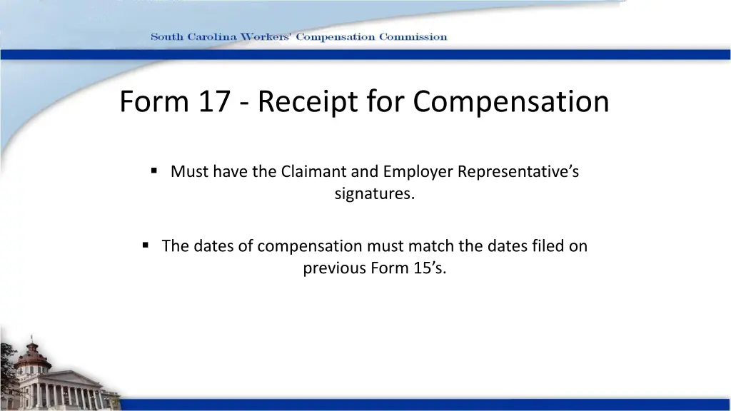 form 17 receipt for compensation