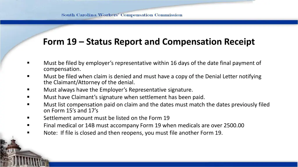 form 19 status report and compensation receipt 1