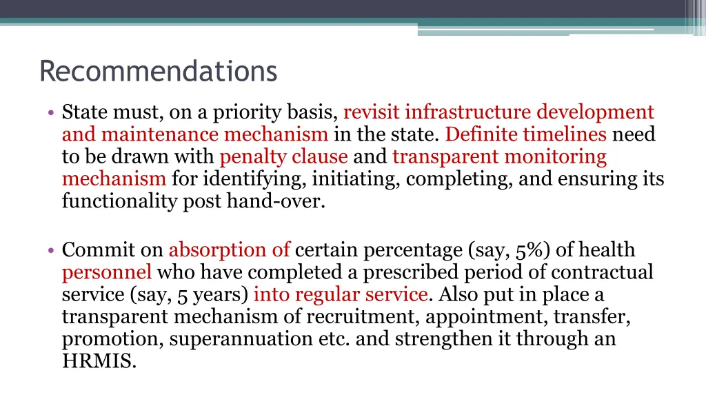 recommendations